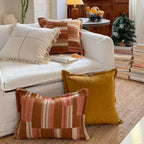 Decorative Cushion Cotton-Linen Hand-Knotted Fringes 45×45 cm