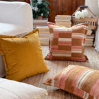 Decorative Cushion Cotton-Linen Hand-Knotted Fringes 45×45 cm