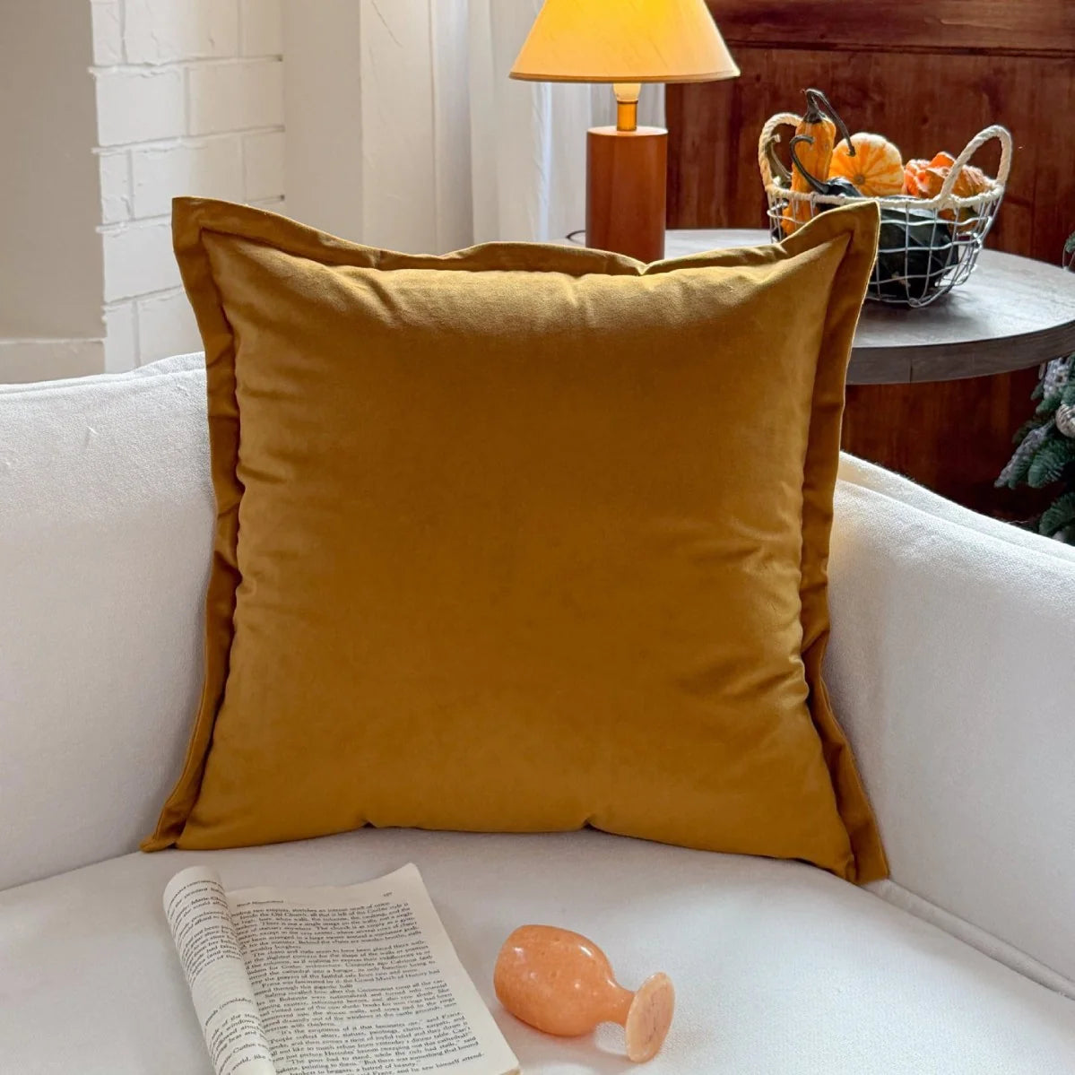 Decorative Cushion Cotton-Linen Hand-Knotted Fringes 45×45 cm