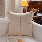 Decorative Cushion Cotton-Linen Hand-Knotted Fringes 45×45 cm