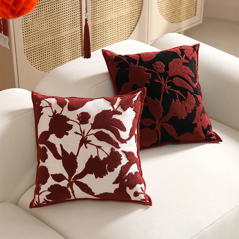 Decorative Cushion Cover Chenille Tufted Velvet Hidden Zipper 18x18