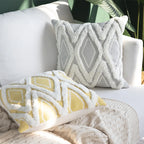 Decorative Cushion Cover Hand-Tufted Diamond Cotton Blend