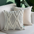 Decorative Cushion Cover Hand-Tufted Diamond Cotton Blend