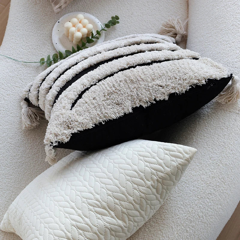 Decorative Cushion Cover Quilted Cable Cotton Blend 18x18in