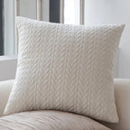Decorative Cushion Cover Quilted Cable Cotton Blend 18x18in