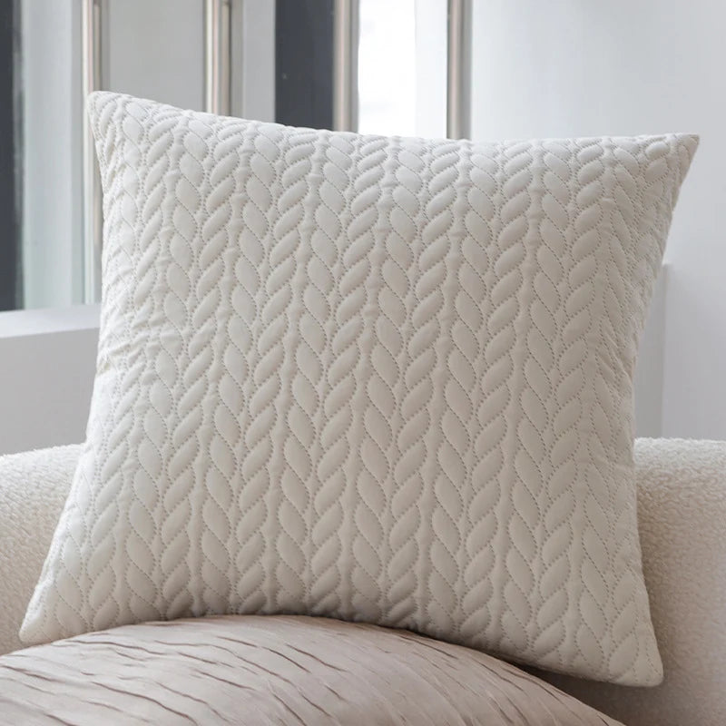 Decorative Cushion Cover Quilted Cable Cotton Blend 18x18in