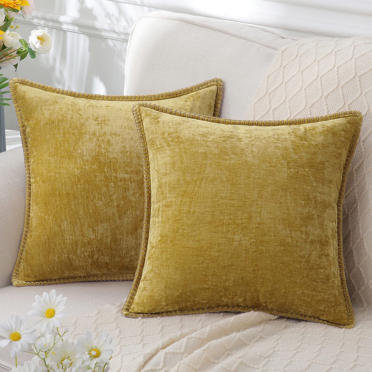 Decorative Cushion Cover Soft Chenille Machine Washable Multiple Sizes