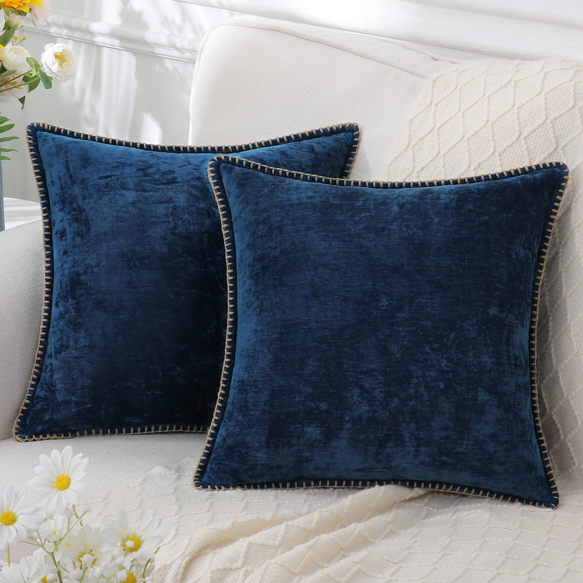 Decorative Cushion Cover Soft Chenille Machine Washable Multiple Sizes