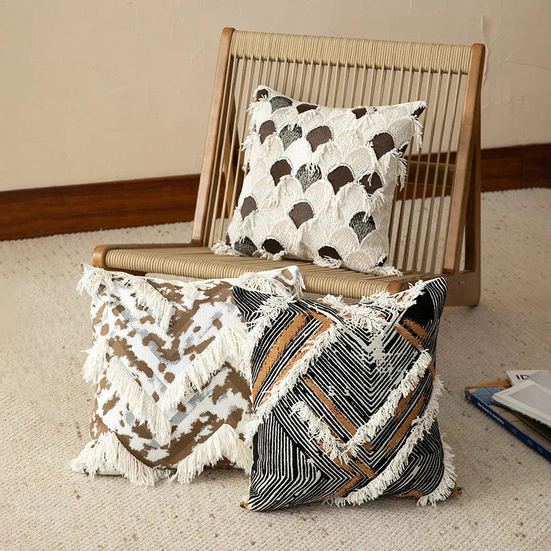 Decorative Cushion Cover Woven Jacquard Chevron 18x18
