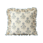 Decorative Cushion Linen-Cotton Botanical Print Ruffled Edge