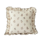 Decorative Cushion Linen-Cotton Botanical Print Ruffled Edge