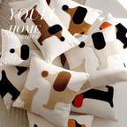 Decorative Cushion Linen Dog Motif Cover Or Filled