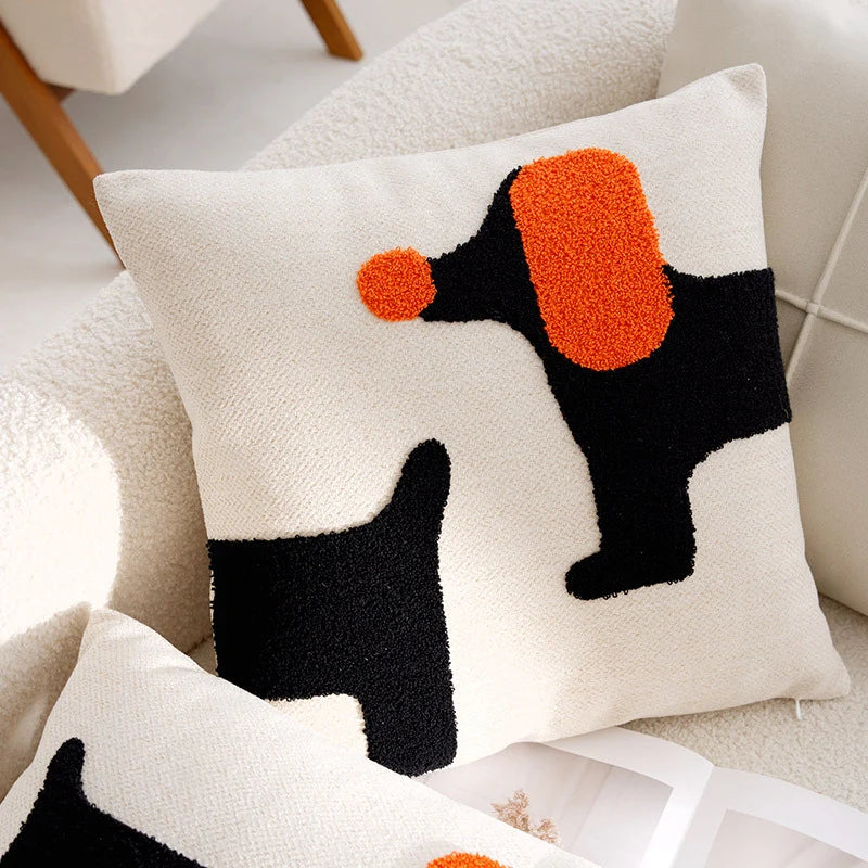 Decorative Cushion Linen Dog Motif Cover Or Filled