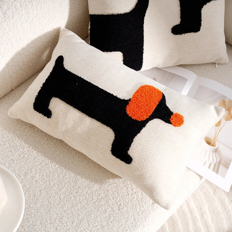 Decorative Cushion Linen Dog Motif Cover Or Filled