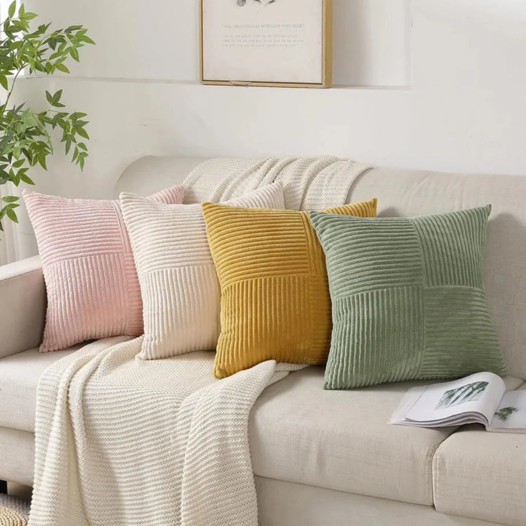 Decorative Cushion Ribbed Plush Hidden Zipper Machine Washable