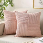 Decorative Cushion Ribbed Plush Hidden Zipper Machine Washable