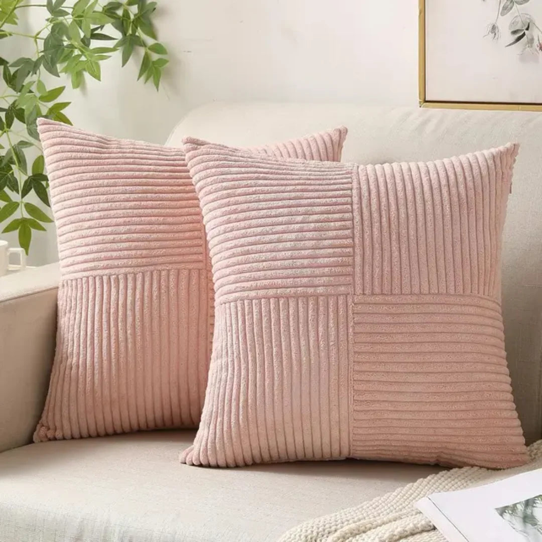 Decorative Cushion Ribbed Plush Hidden Zipper Machine Washable