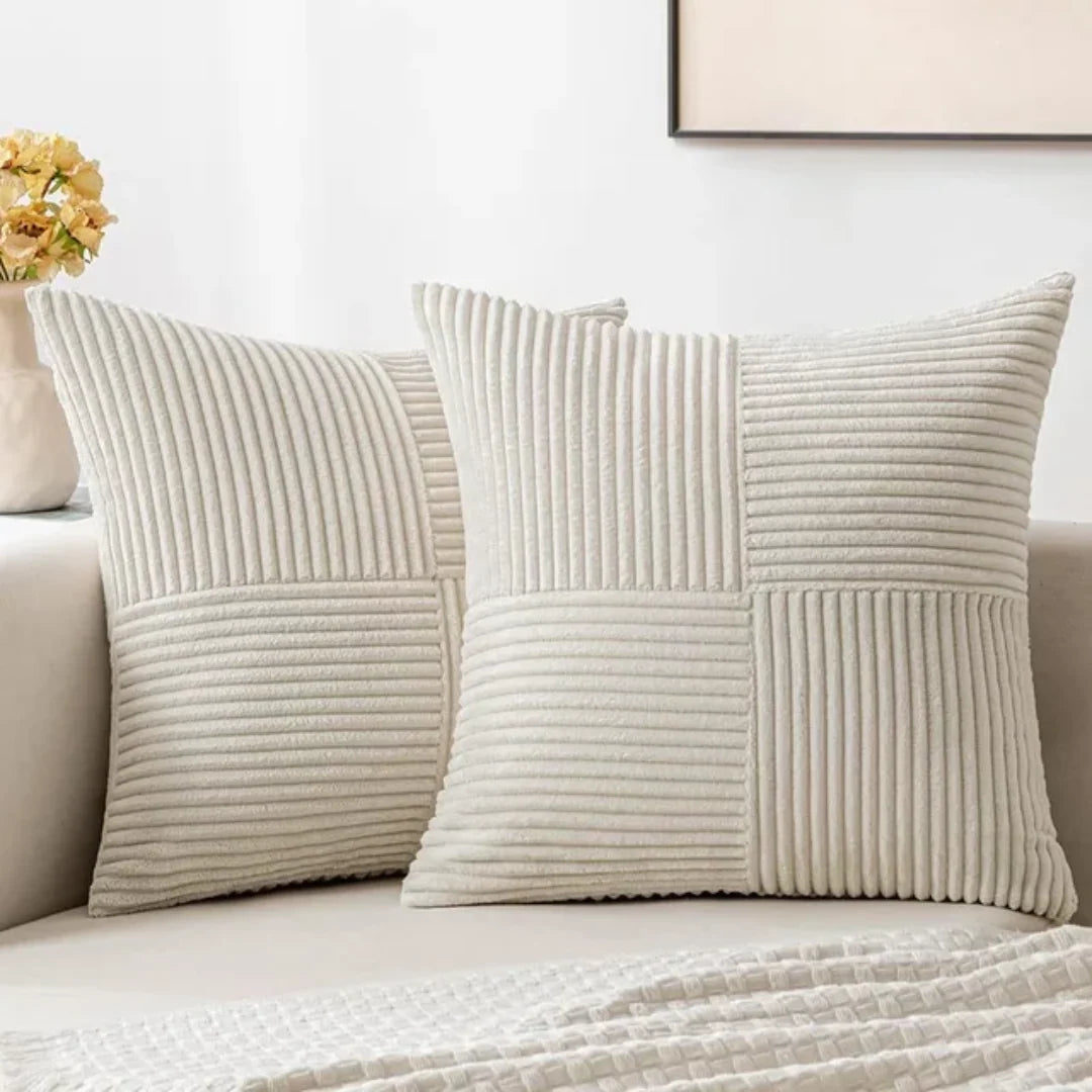 Decorative Cushion Ribbed Plush Hidden Zipper Machine Washable