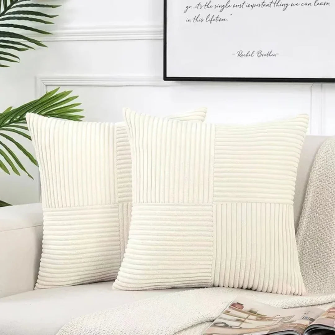 Decorative Cushion Ribbed Plush Hidden Zipper Machine Washable