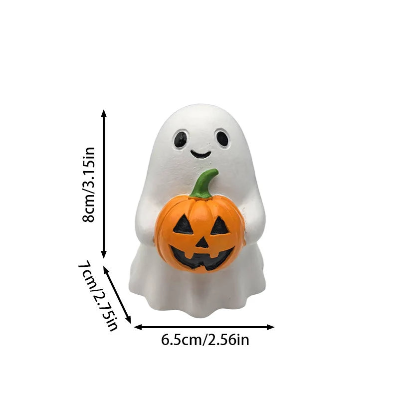 Decorative Figurine Halloween Ghost Holding Pumpkin Indoor & Outdoor