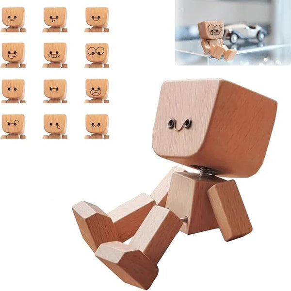 Decorative Figurine Natural Wood Wobbling Motion 12 Magnetic Faces