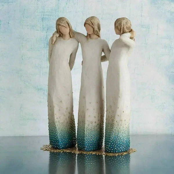 Decorative Figurine Three Sisters Hand-Painted Resin