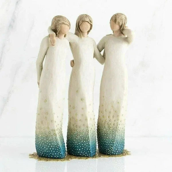 Decorative Figurine Three Sisters Hand-Painted Resin