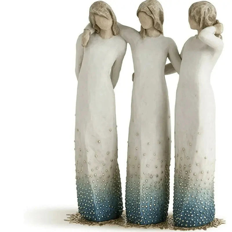Decorative Figurine Three Sisters Hand-Painted Resin