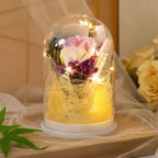 Decorative Glass Ball Red Rose Cable-Free Warm-White LED
