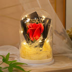 Decorative Glass Ball Red Rose Cable-Free Warm-White LED