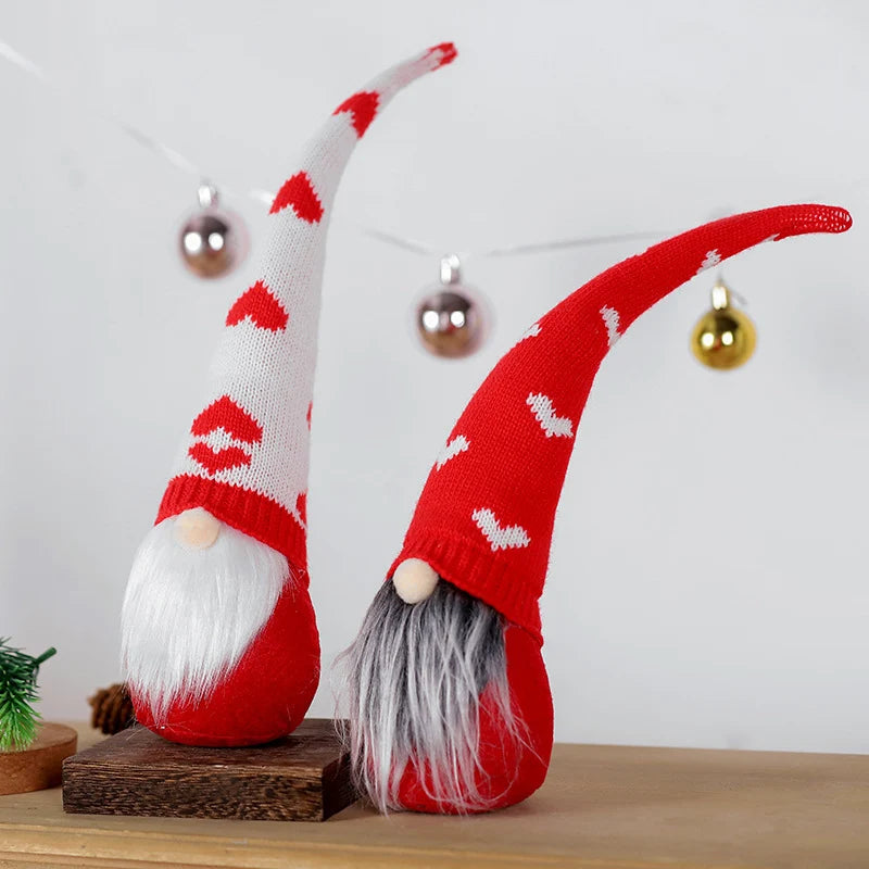 Decorative Gnome Figure Knitted Hat Fluffy Beard Tabletop Accent