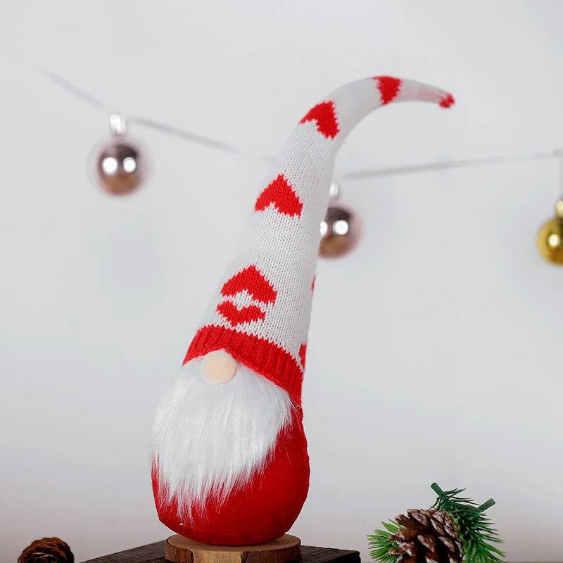Decorative Gnome Figure Knitted Hat Fluffy Beard Tabletop Accent
