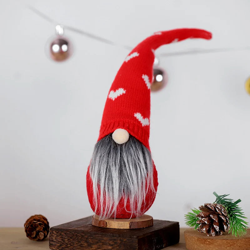 Decorative Gnome Figure Knitted Hat Fluffy Beard Tabletop Accent