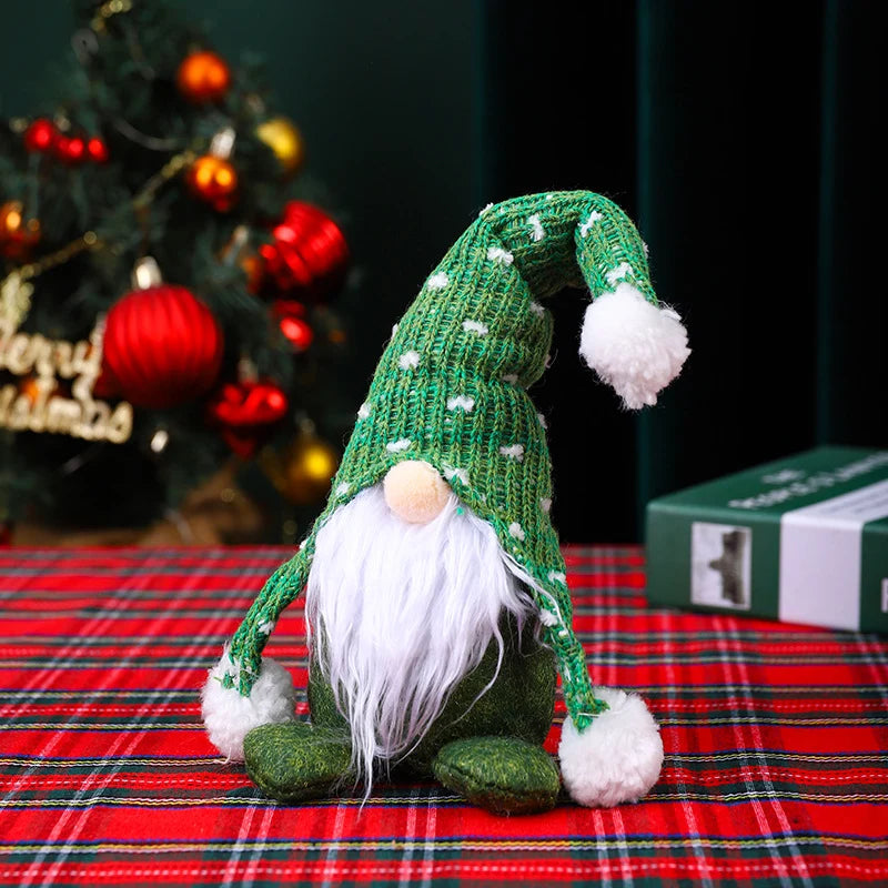 Decorative Gnome Figure Tabletop Green Hat & White Beard
