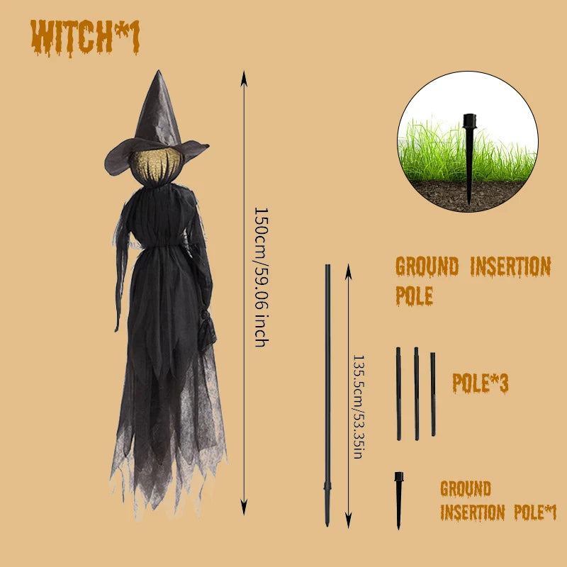 Decorative Hanging Witch Lifelike Premium Fabric Indoor & Outdoor