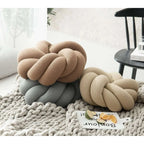 Decorative Knot Cushion Hand-Knotted Round Soft-Fill 10-12 Inch