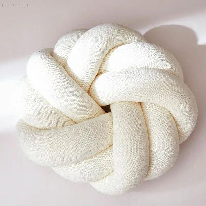 Decorative Knot Cushion Hand-Knotted Round Soft-Fill 10-12 Inch