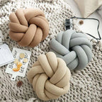 Decorative Knot Cushion Hand-Knotted Round Soft-Fill 10-12 Inch