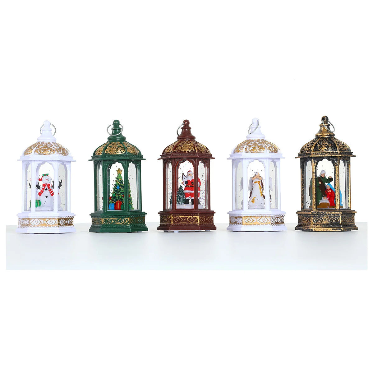 Decorative LED Lantern Holiday Figurine Battery-Operated Warm LED