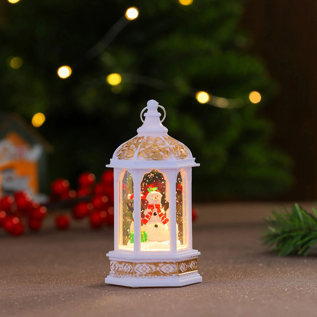 Decorative LED Lantern Holiday Figurine Battery-Operated Warm LED