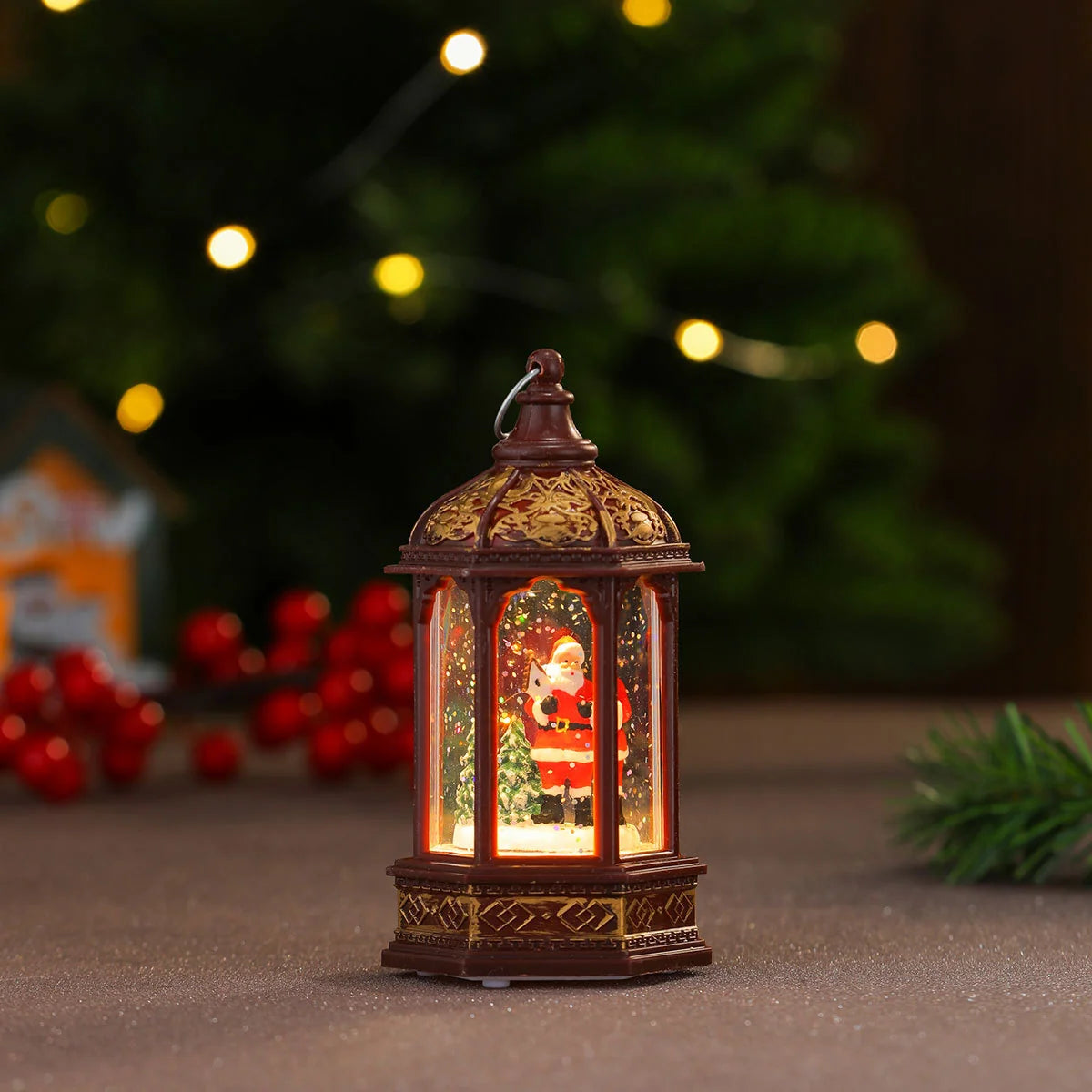 Decorative LED Lantern Holiday Figurine Battery-Operated Warm LED