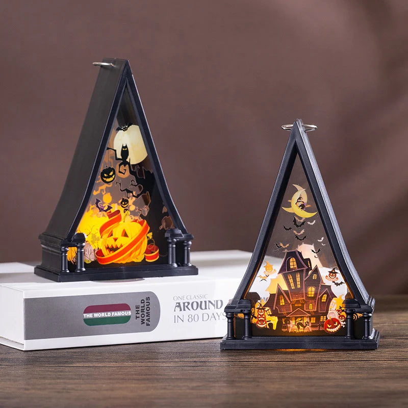 Decorative Lamp Creepy Castle & Bats Warm LED Indoor Outdoor