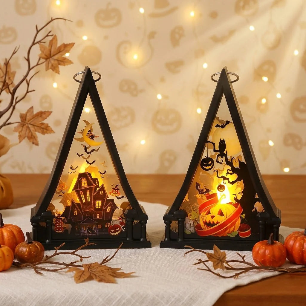 Decorative Lamp Triangular Wood Warm White LED