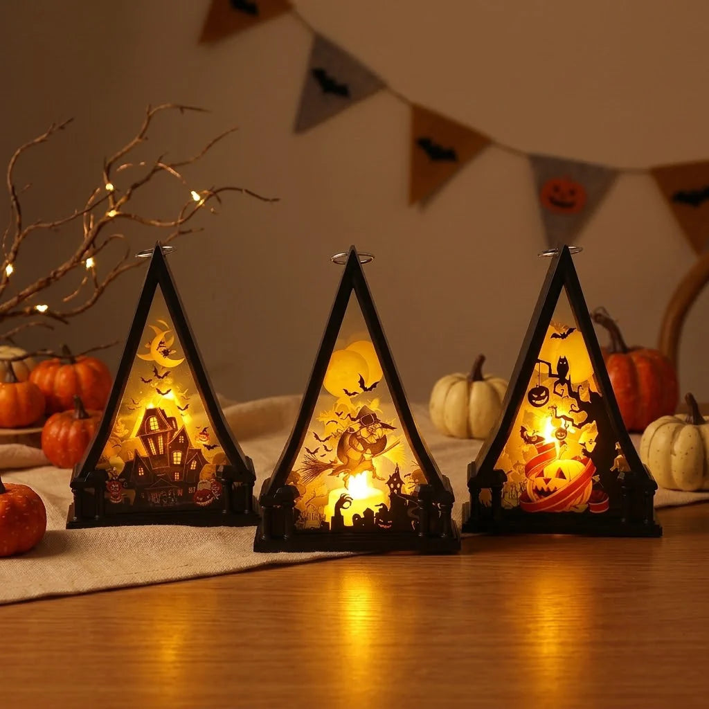 Decorative Lamp Triangular Wood Warm White LED