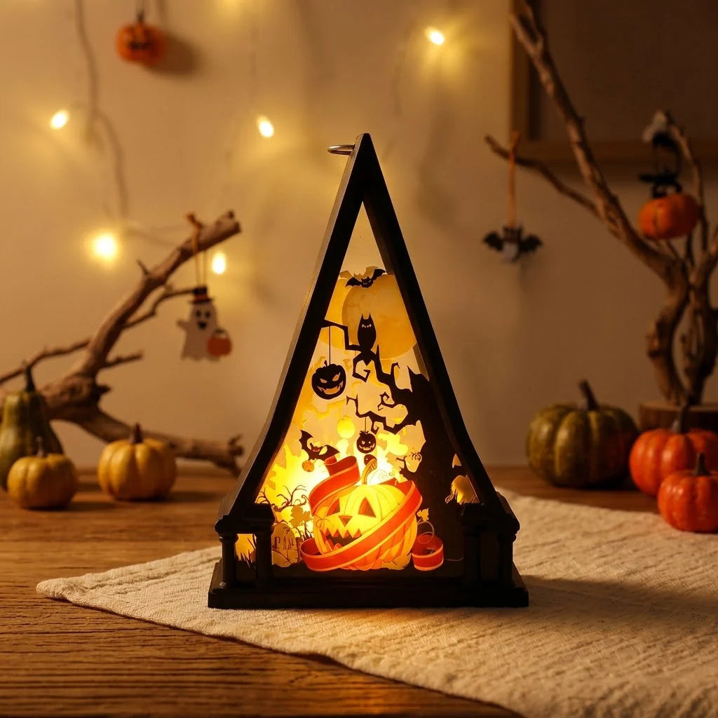 Decorative Lamp Triangular Wood Warm White LED