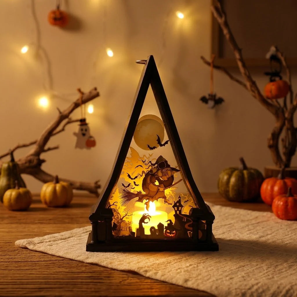 Decorative Lamp Triangular Wood Warm White LED
