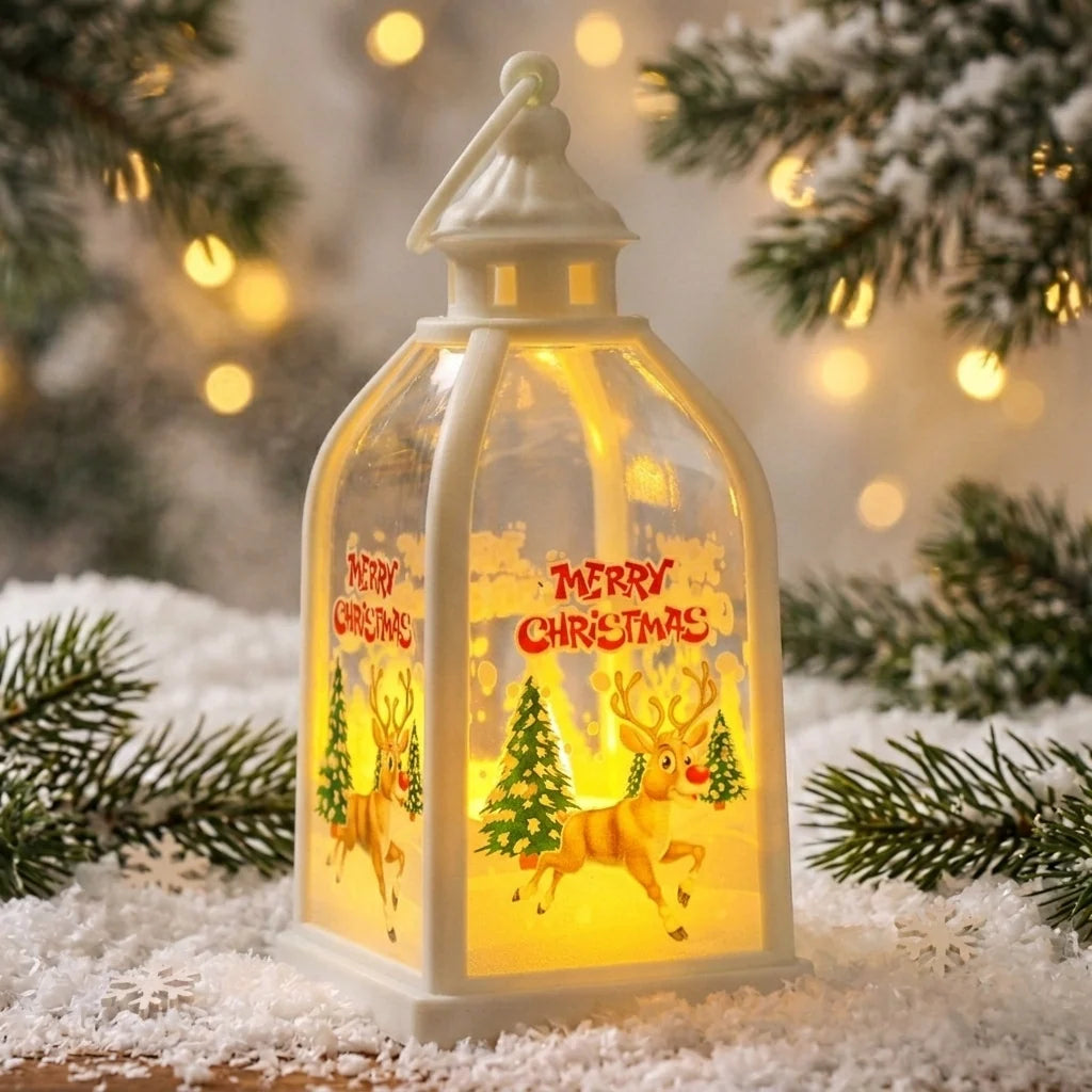 Decorative Lantern Christmas Cutout Metal Handle Indoor And Outdoor