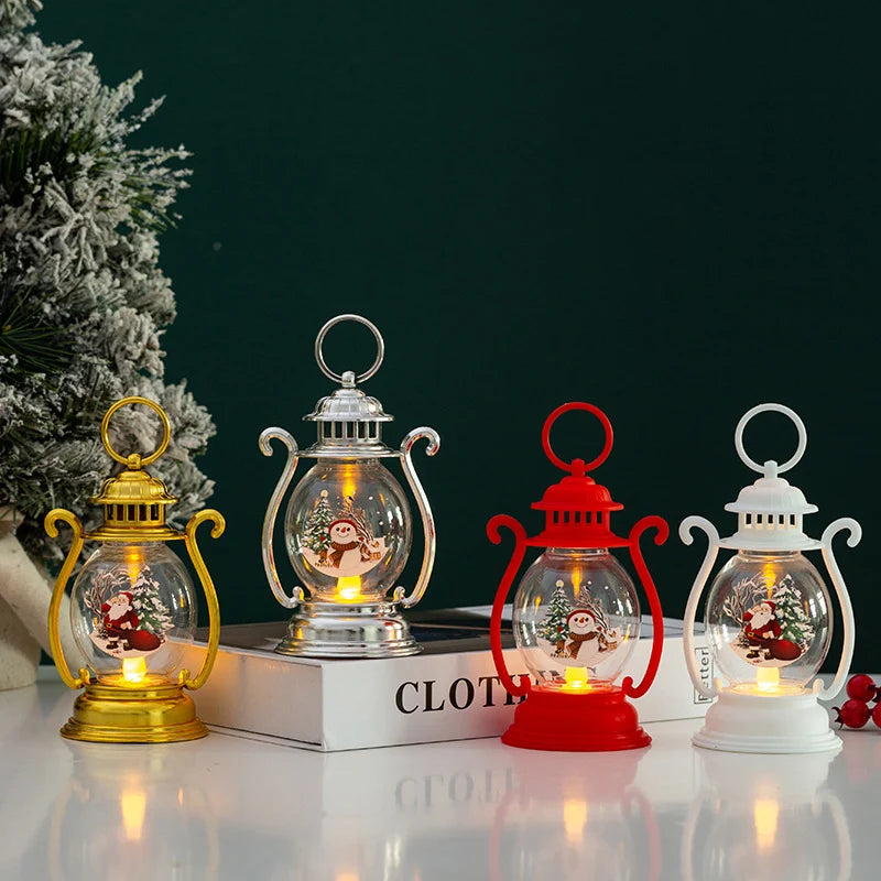 Decorative Lantern Christmas Motif Glass & Metal