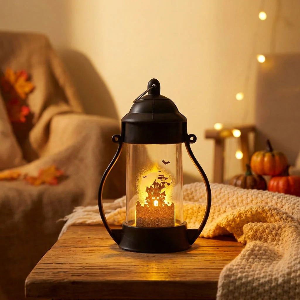 Decorative Lantern Ghost Motif Cordless Warm Glow