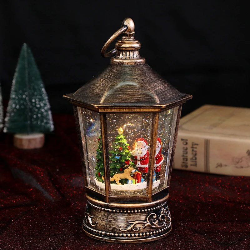 Decorative Lantern Gold Finish Christmas Motifs Indoor & Outdoor